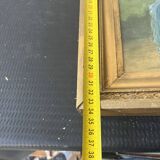 Antique tableau from the 19th century – Genre scene with the lady and the bird.