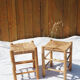 Low stool in wood and straw