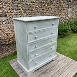 Commode vintage patine blanche