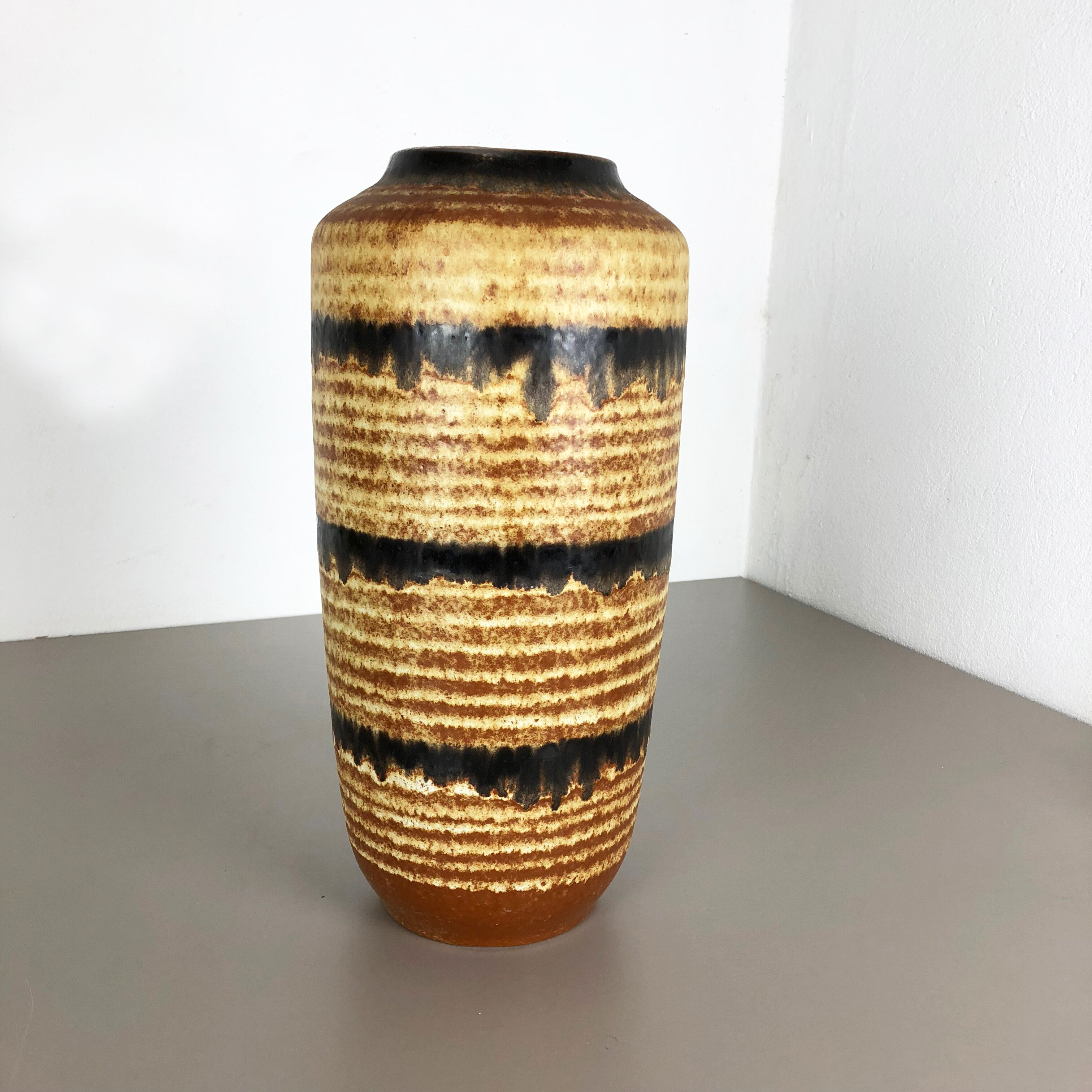 Pottery fat lava multi-color 517-45 floor vase made by Scheurich, 1970s
