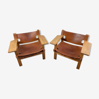 Paire de Spanish chairs par Borge Mogensen pour Fredericia