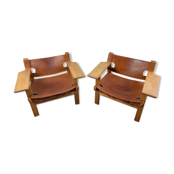 Paire de Spanish chairs par Borge Mogensen pour Fredericia