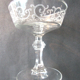 6 Louis XV style champagne glasses engraved with arabesques, baluster foot