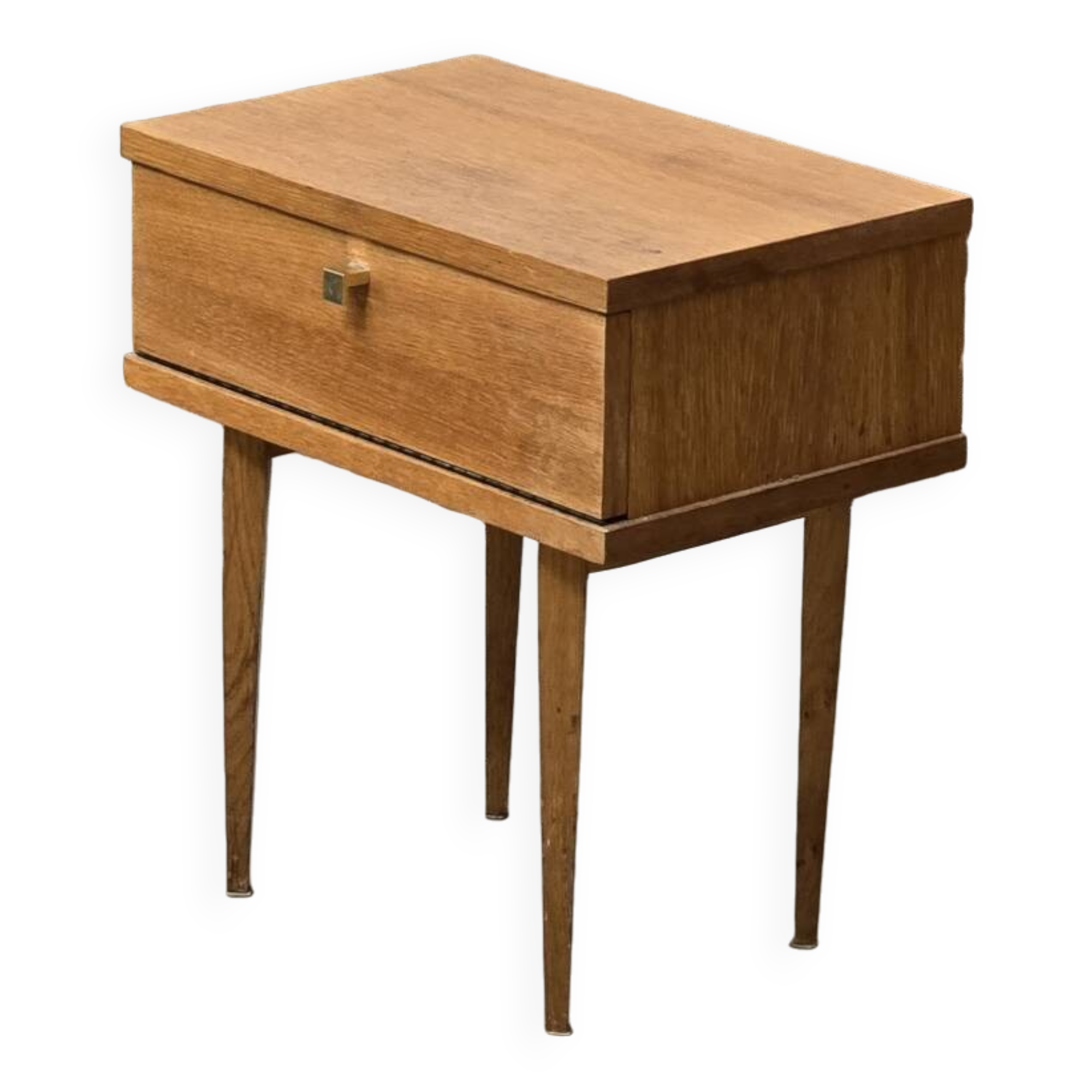 Scandinavian bedside table with hinged drawer