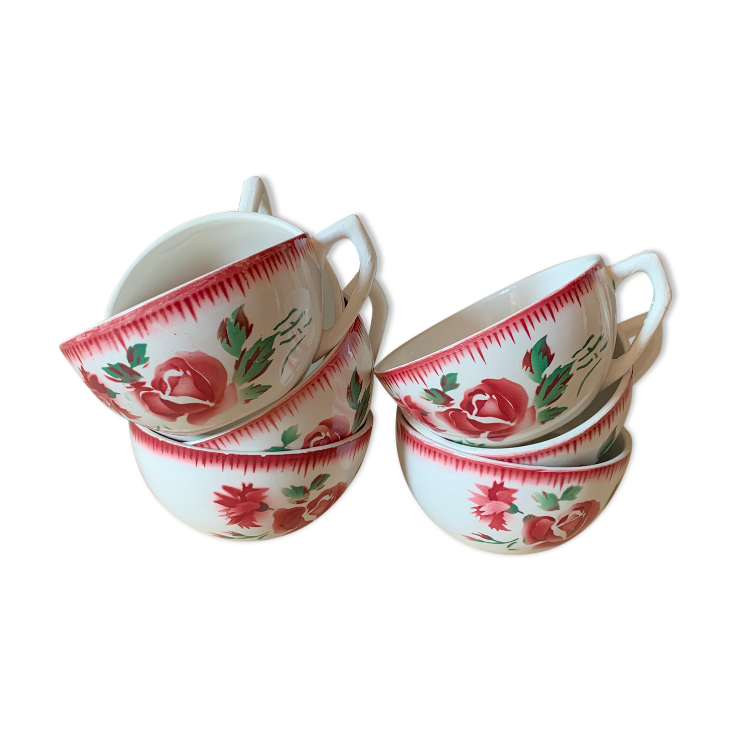 7 ceramic cups Digoin Sarreguemines