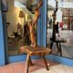 Vintage solid olive wood brutalizer floor lamp