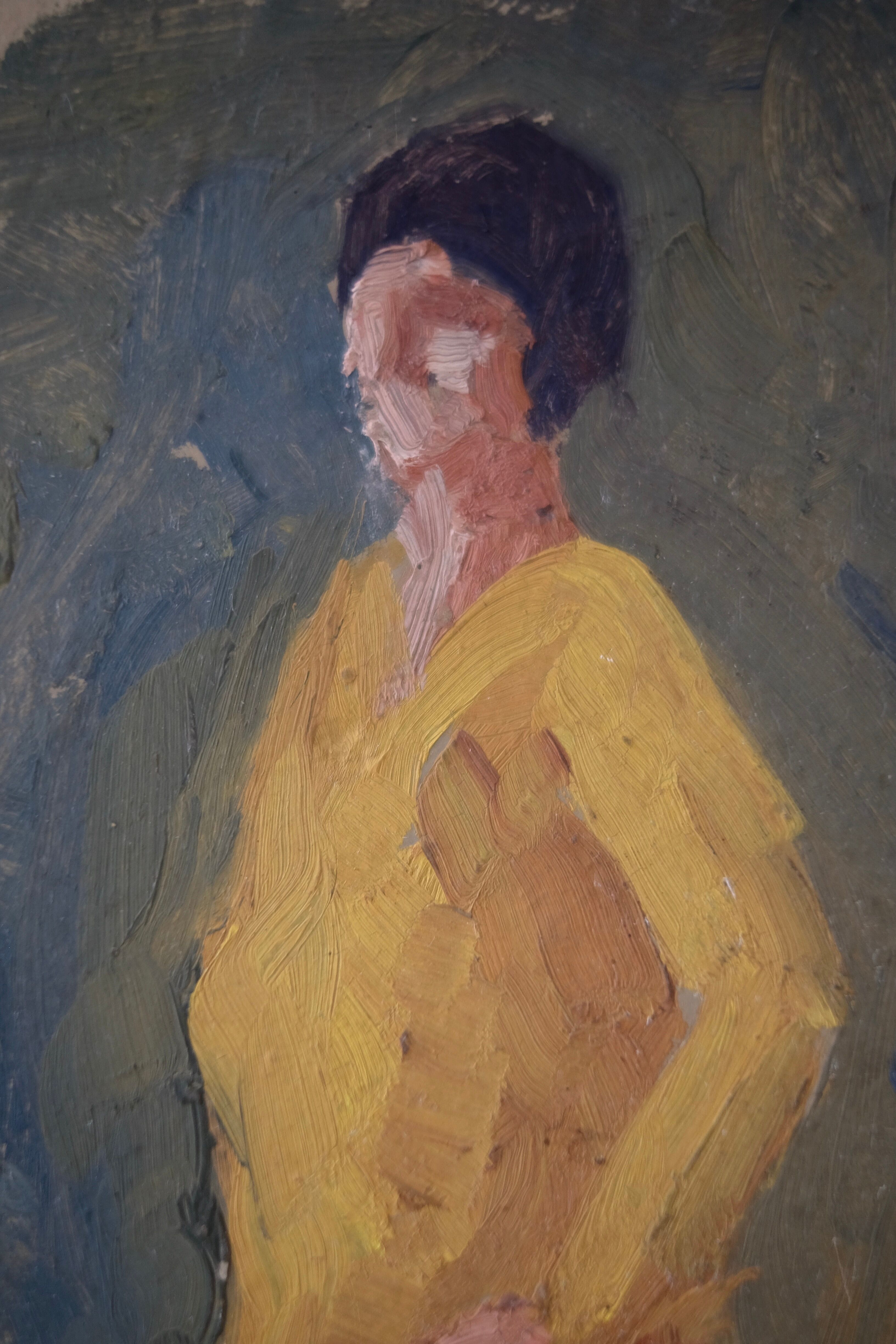 Portrait painting sketch woman on the 2 sides