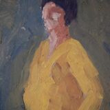 Portrait painting sketch woman on the 2 sides