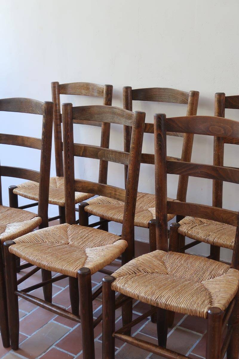 6 straw farm chairs