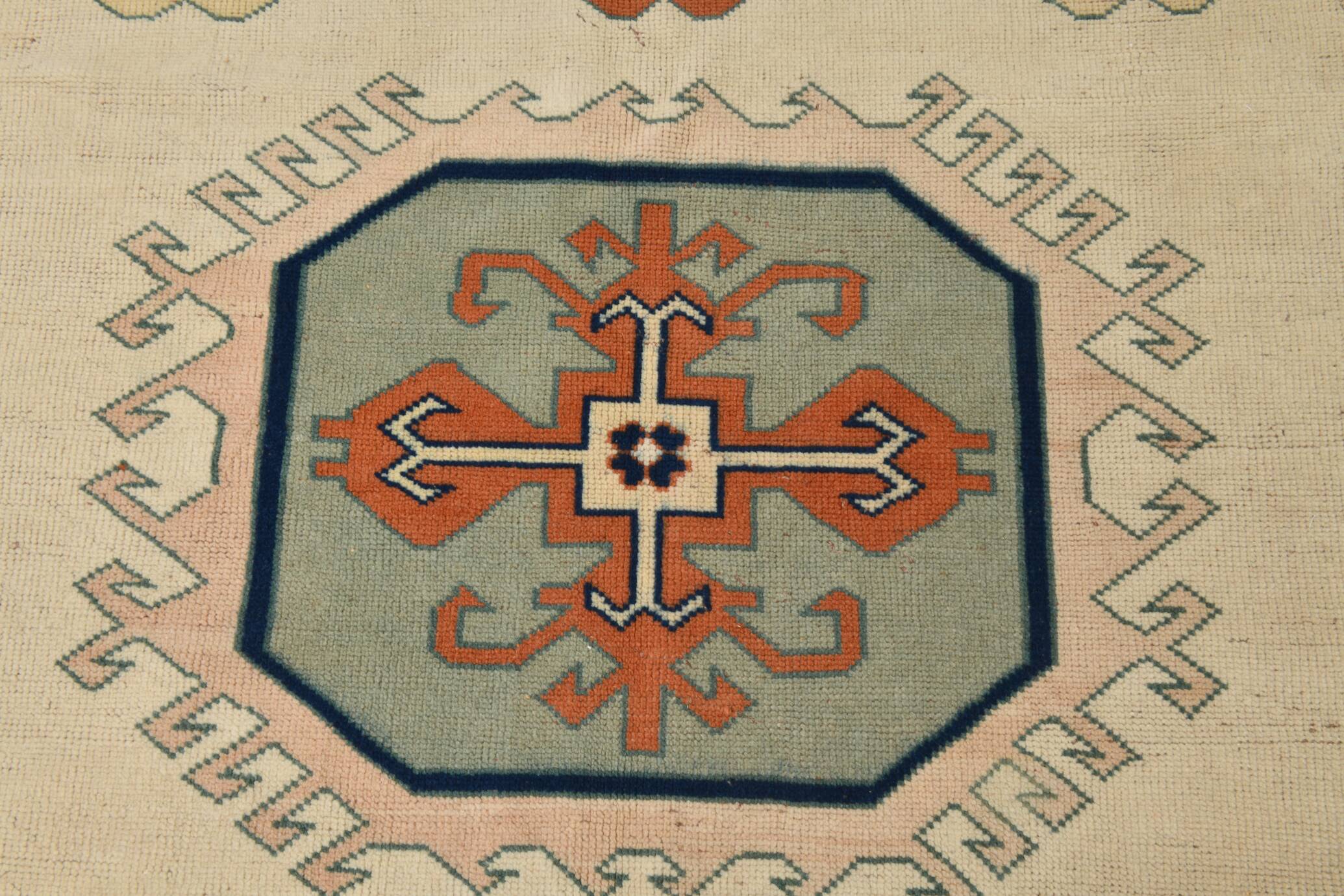 7x10 Vimtage Beige Orange Large Area Vintage Rug, 203x292 Cm