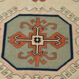 7x10 Vimtage Beige Orange Large Area Vintage Rug, 203x292 Cm