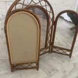 Large triptych rattan mirror 105x68cm