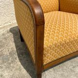 Art deco armchair in wood and fabric