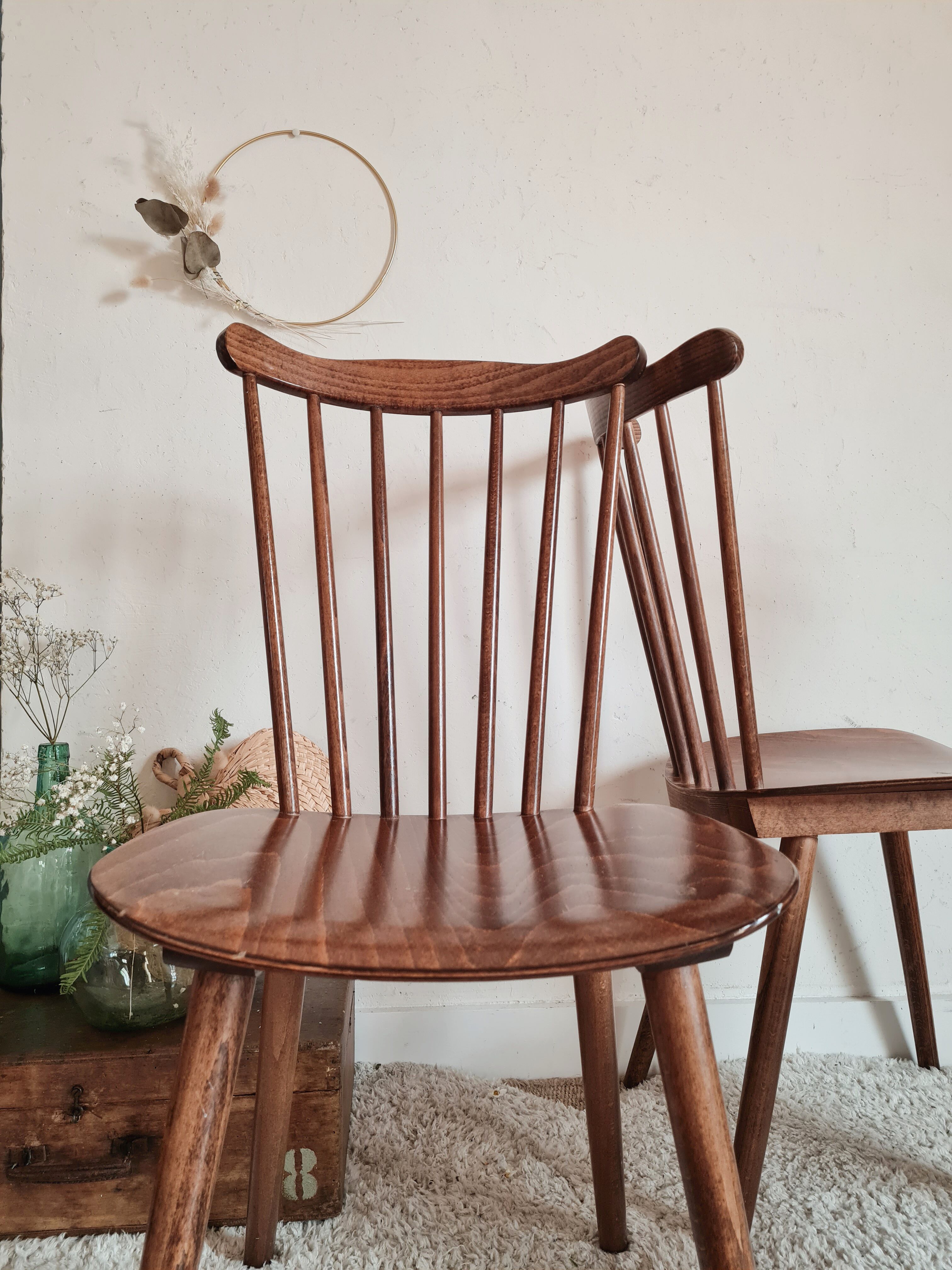 3 wooden trio bistro chairs No. 740 Baumann