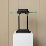 Vintage black metal and glass table lamp Bankers by Robert Sonneman for Georges Kovacs, Memphis Design 1980s