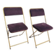 Lot de 2 chaises pliantes Lafuma en velours marron années 70