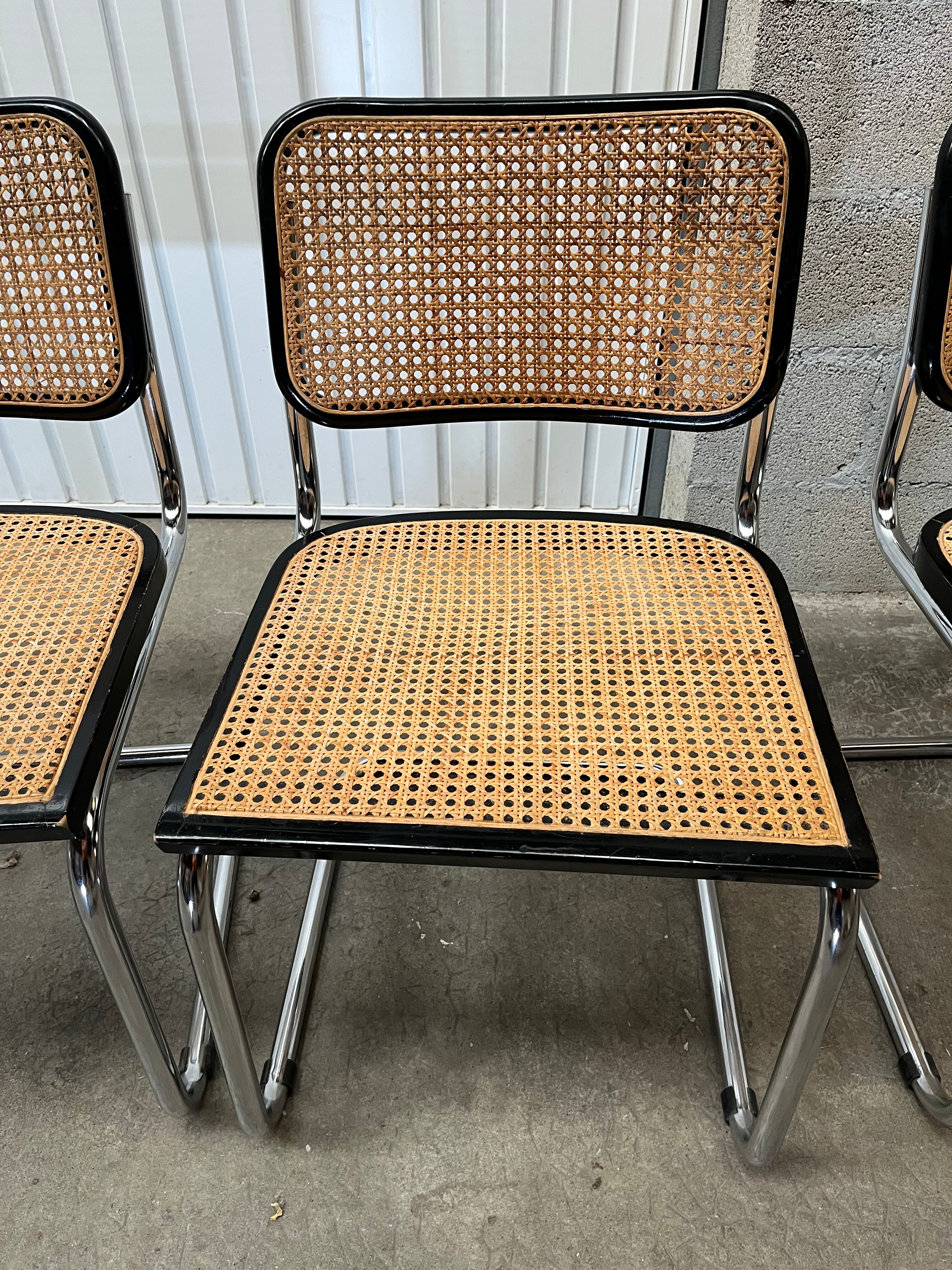 Serie of 4 Cesca B32 chairs by Marcel Breuer