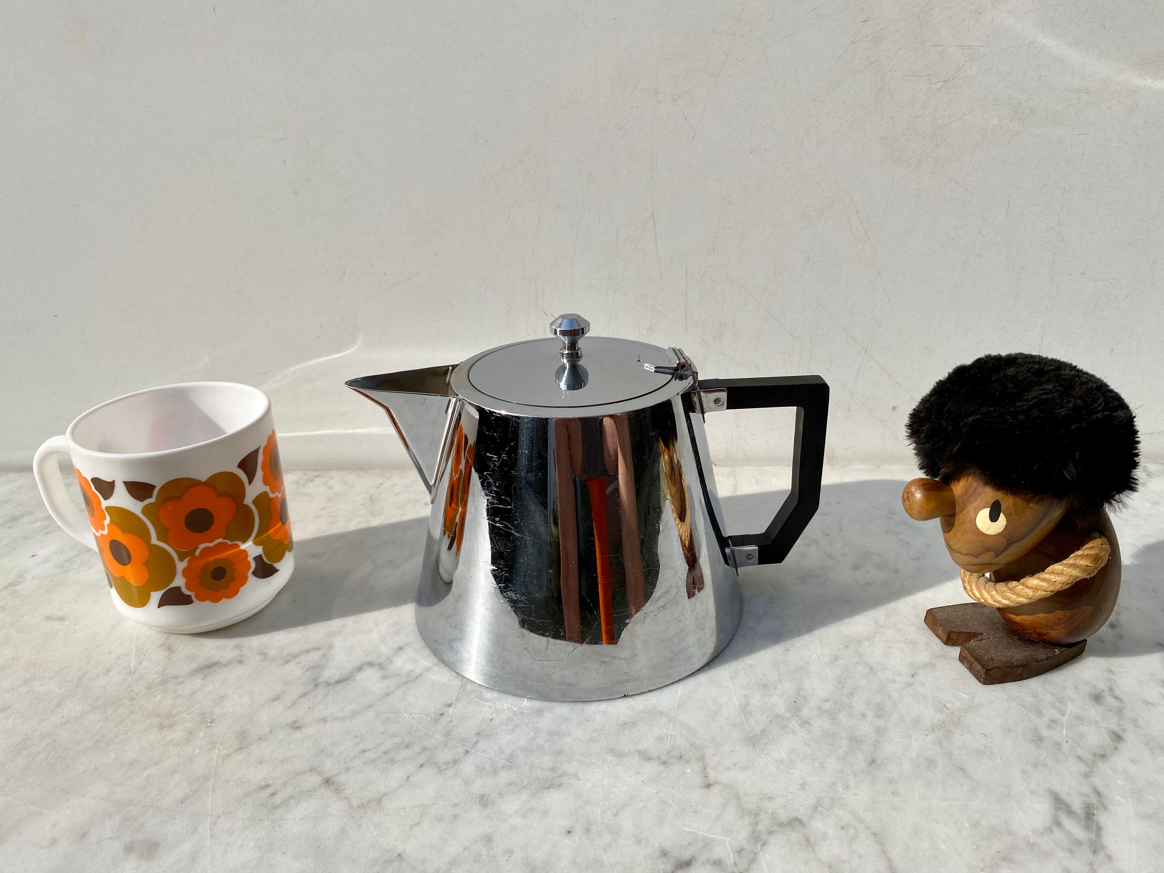 Teapot Selecta 1L nickel-plated brass and Bakelite vintage 60s