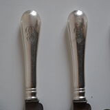 12 antique metal silver monogram table knives