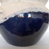 Blue enamelled terracotta pot