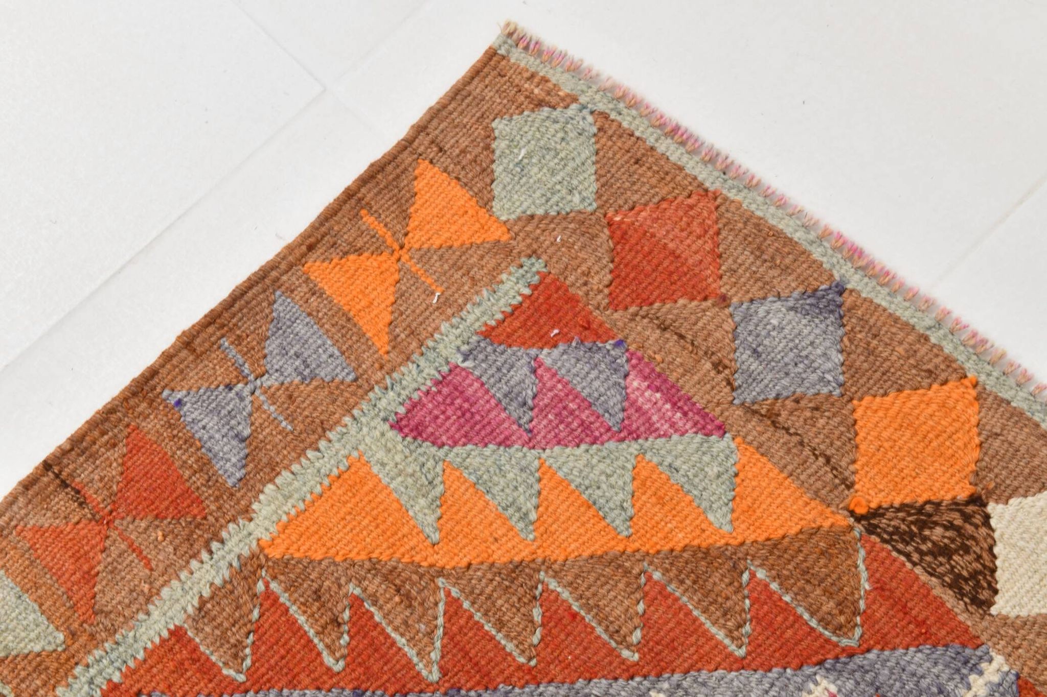 Tapis coureur vintage kilim fait à la main 3x12, 102x362 cm
