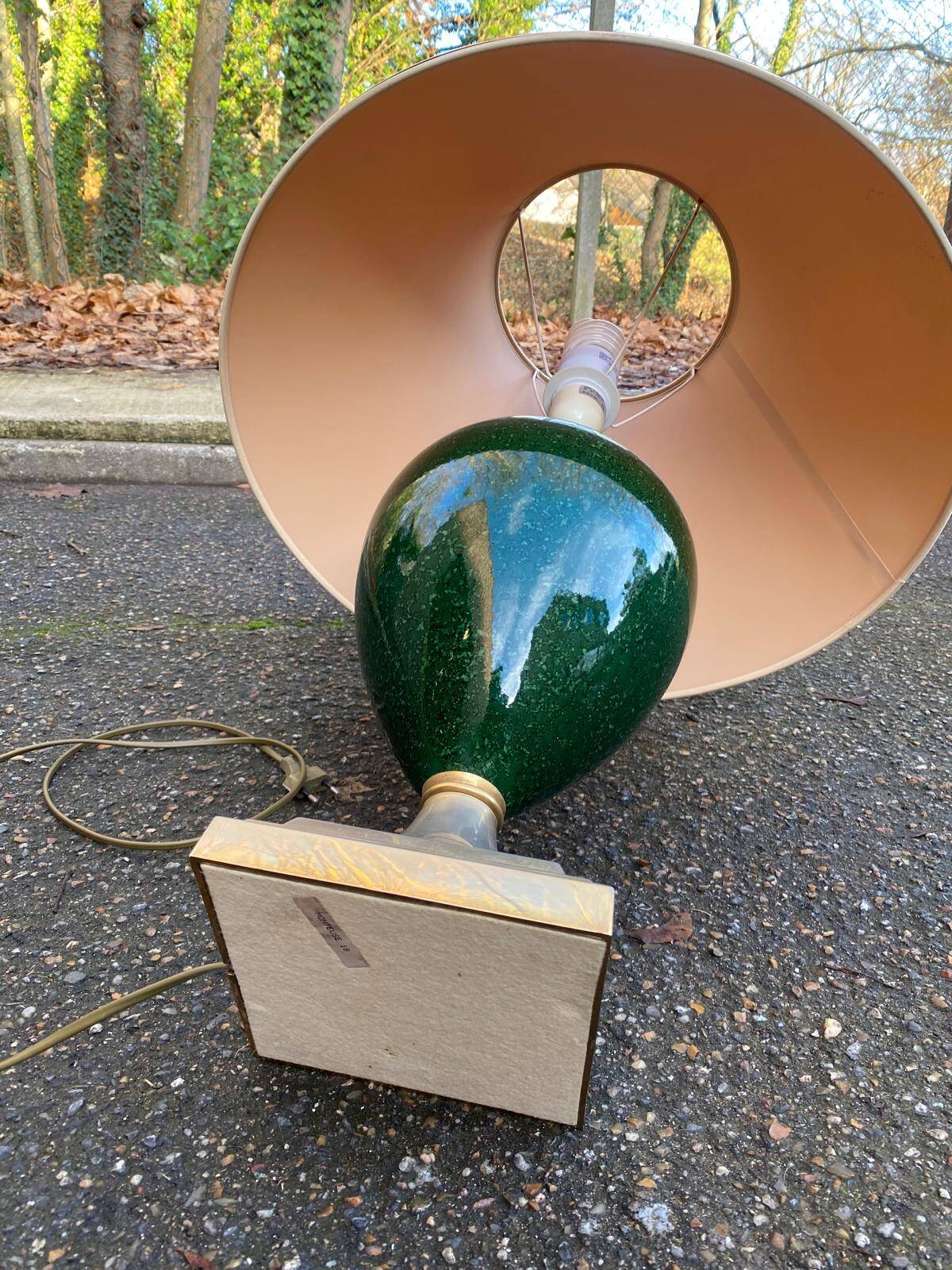 1960s lamp in green lacquered ceramic