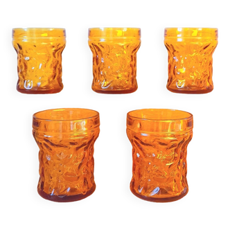 Set of amber glasses 70s