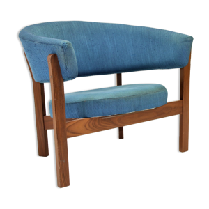 Fauteuil design suédoise ronde bleue « Prim » Ikea 1960
