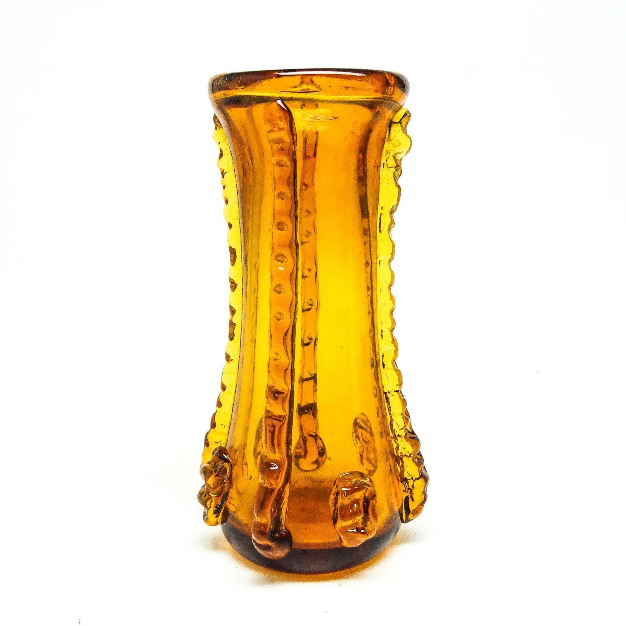 Postmodern vase, orange glass, Poland, 1970s