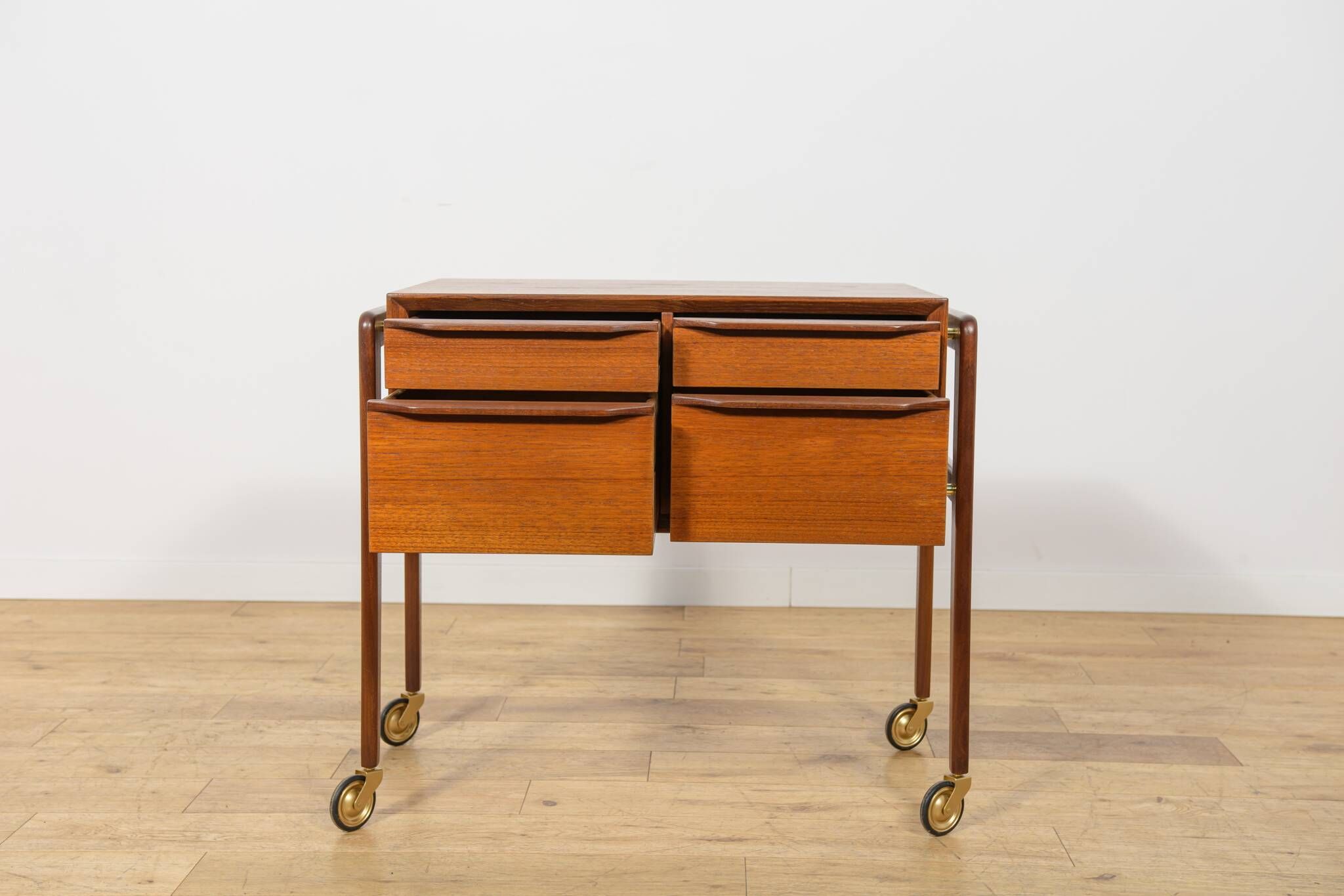 Mid-Century Teak Serving Trolley on Castors, Denmark, 1960s