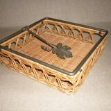 Metal and wicker napkin rack