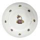Shallow round plate in Limoges porcelain with a hydrangea basket design.