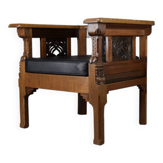 Unique Oak and Jatoba Wooden Hand MadeArt Deco Armchair