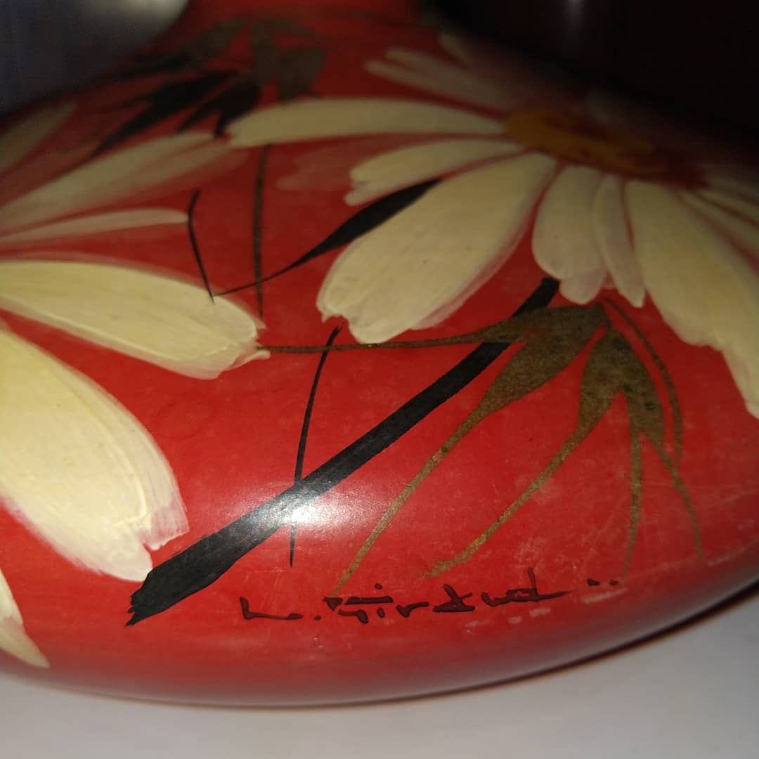 Ceramic vase painted by Louis Giraud, Vallauris, circa 1930