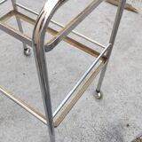 Paire de tables d'appoint design mm en chrome et verre