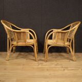 Pair of Italian wicker armchairs from the 60s
