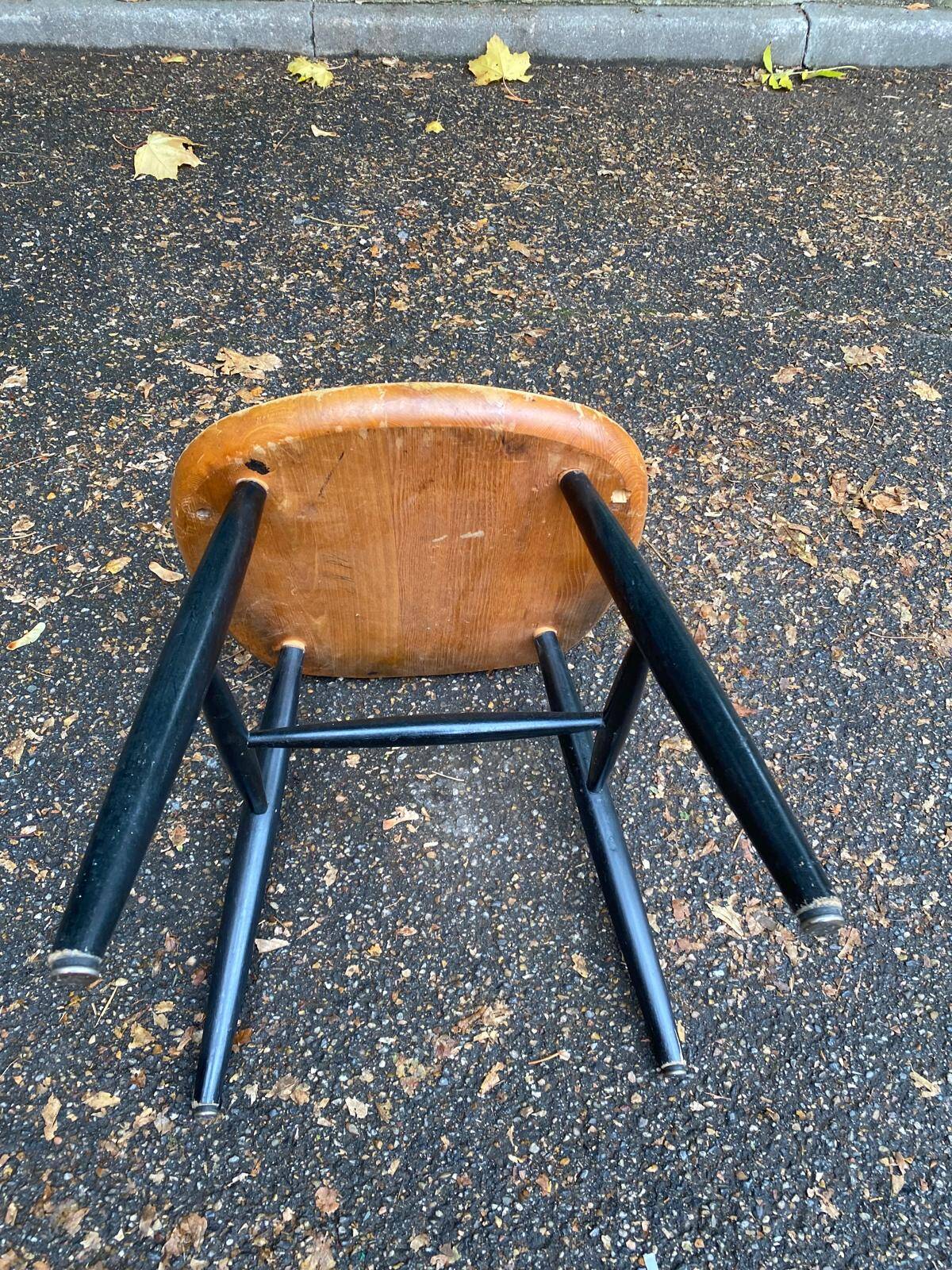 Vintage Scandinavian stool for Asko in solid wood