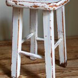 Workshop stool in vintage patinated solid wood