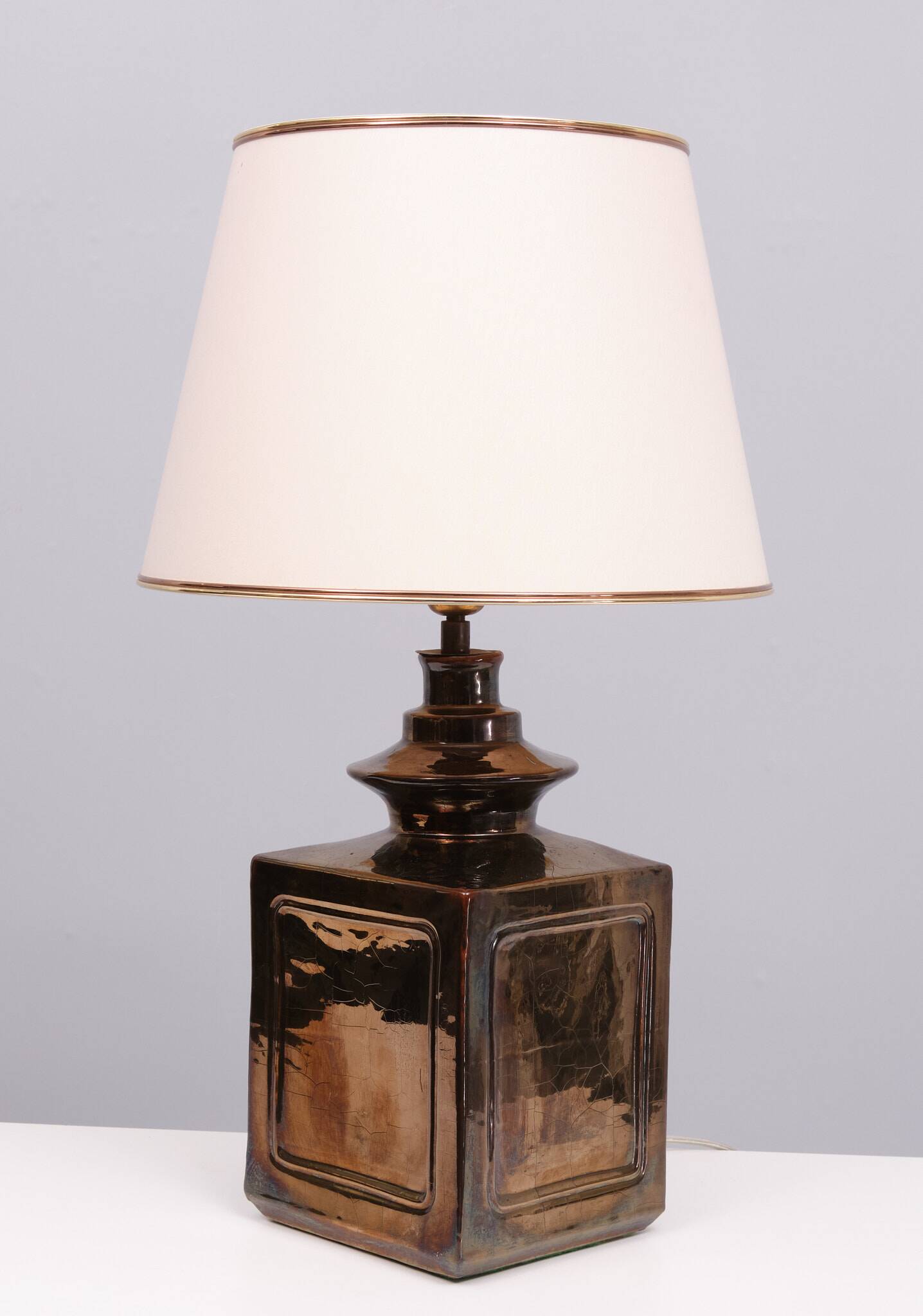 Superb square Ceramic Table lamp 1970s France
