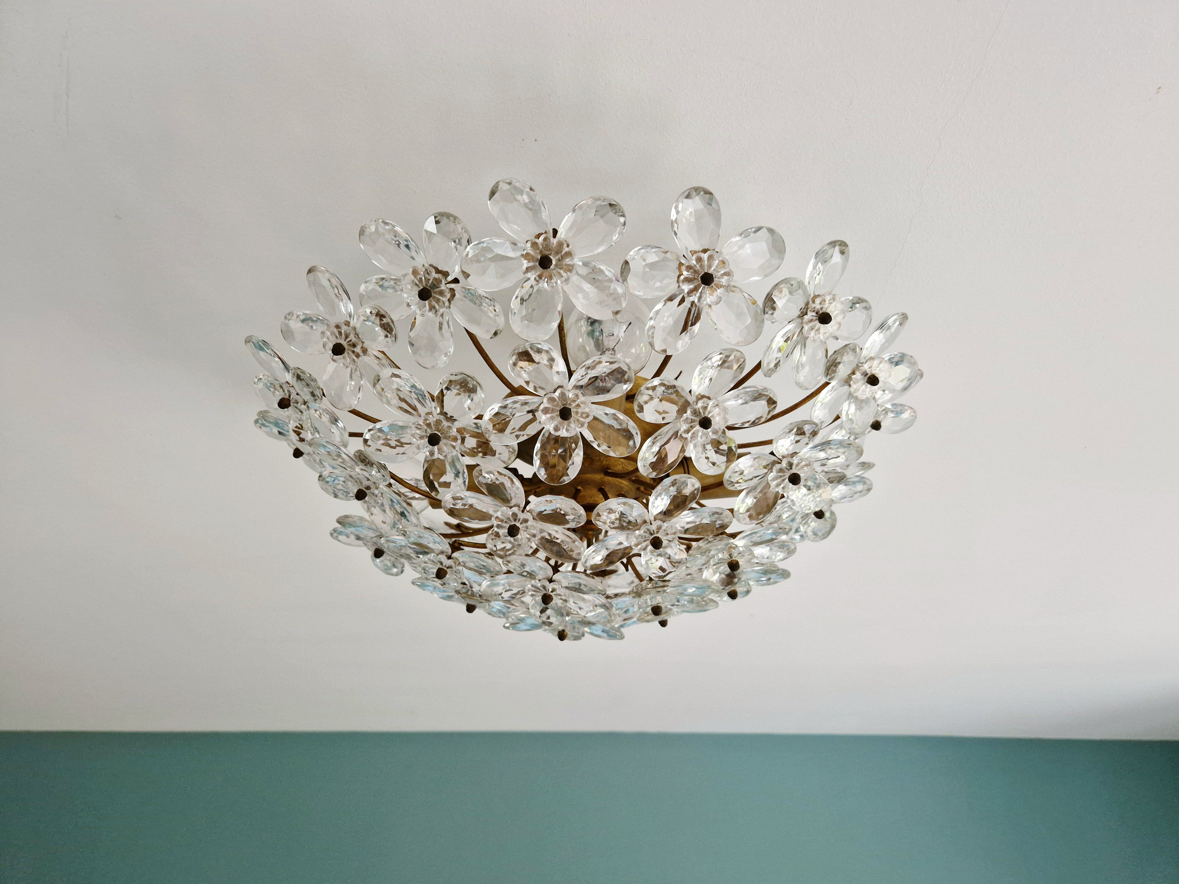 Italian ceiling light in Murano glass, 1970.