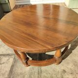 Round coffee table in solid walnut; diameter 80 cm