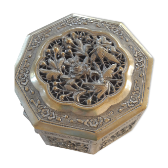 Box jewelry metal silver floral pattern style art nouveau