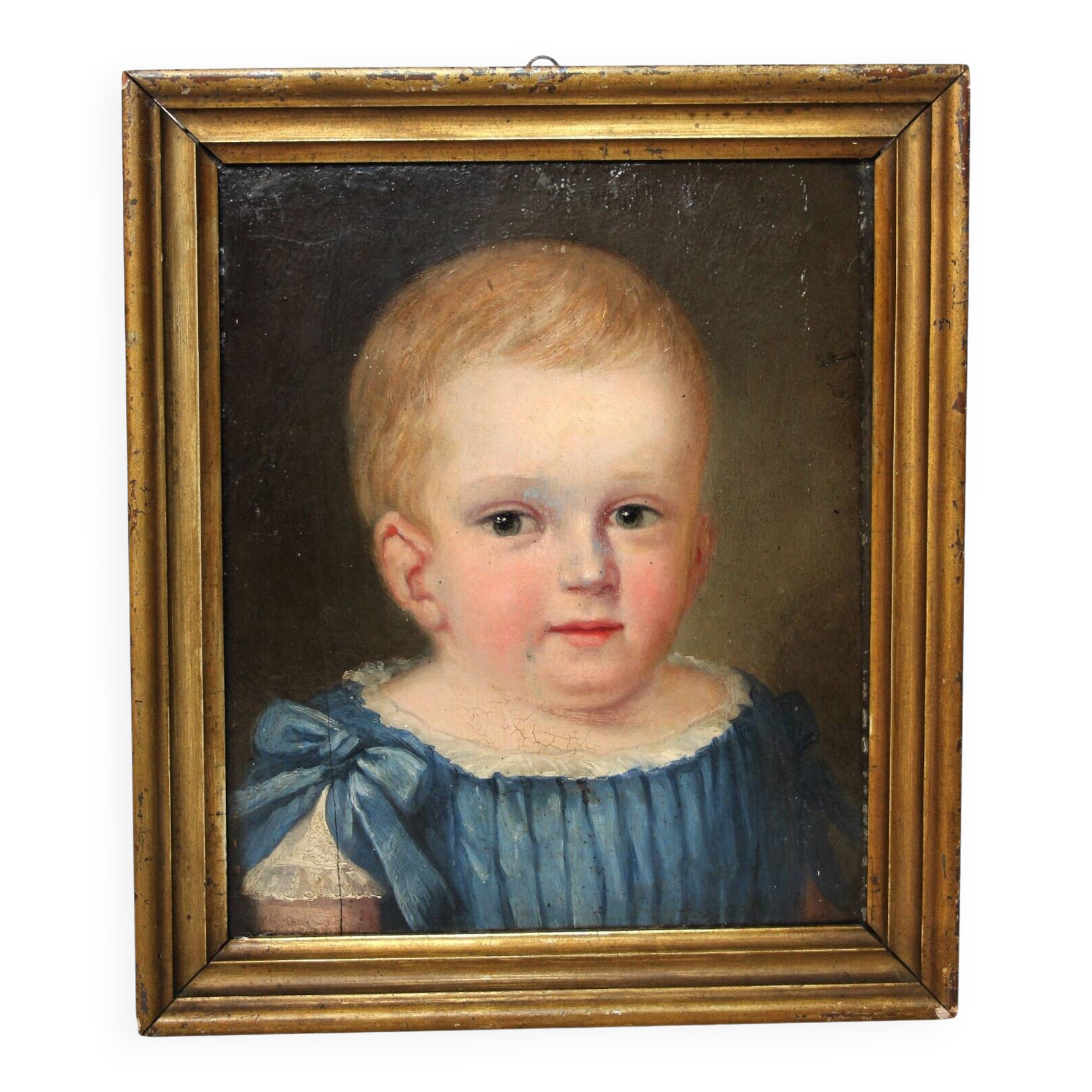Antique 19th Century Oil Portrait Painting of a Child