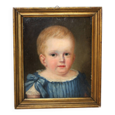 Antique 19th Century Oil Portrait Painting of a Child