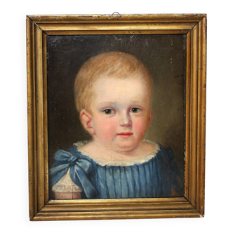 Antique 19th Century Oil Portrait Painting of a Child