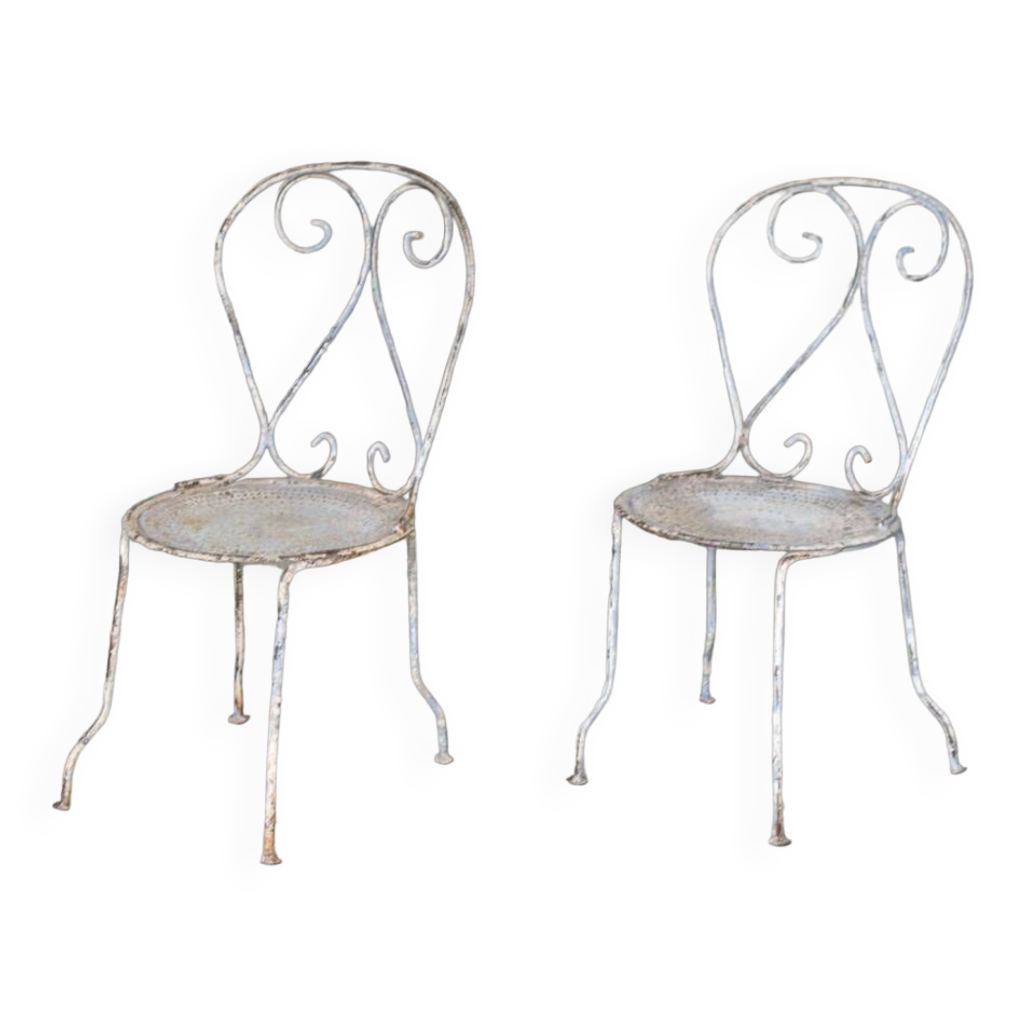 Two iron garden chairs 1950
