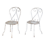 Two iron garden chairs 1950