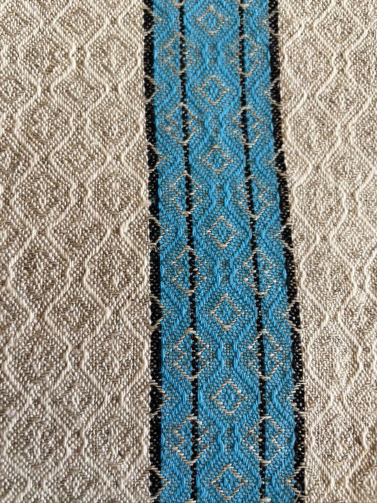 Set of 2 jacquard tea towels with blue stripes - mixed breed linen / cotton - 67x50cm