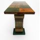 Two ragmen & an Art Deco console table in marquetry and beech.