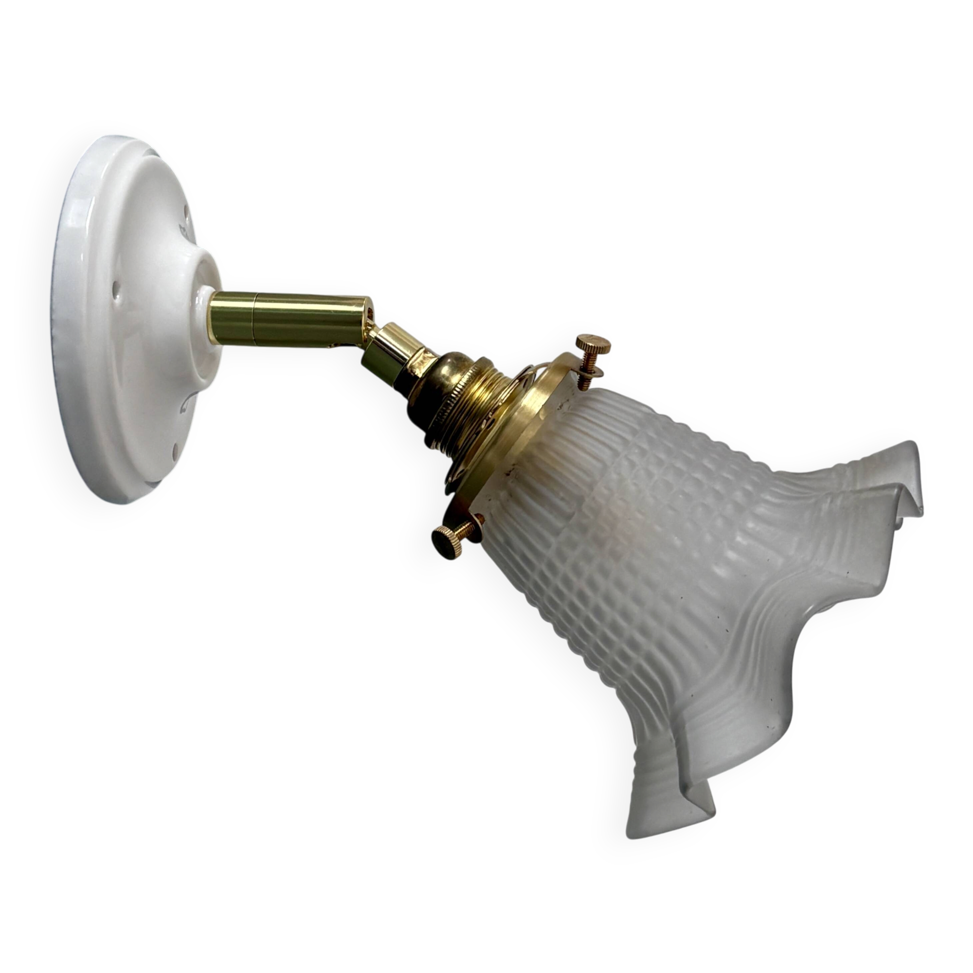Vintage frosted glass tulip wall light